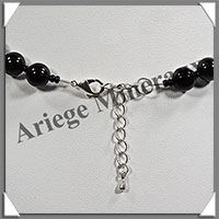 TOURMALINE NOIRE (Schorl) - Collier Perles 8 mm - 47 cm - M001