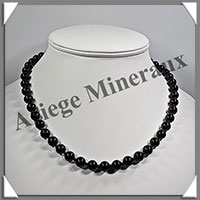 TOURMALINE NOIRE (Schorl) - Collier Perles 8 mm - 46 cm - M002