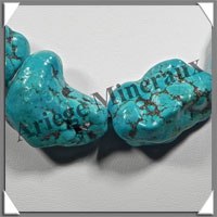 TURQUOISE (Vritable) - Collier Compos - 17 Nuggets Polis (Grande Taille) - 59 cm - P001