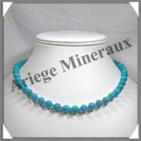 TURQUOISE (Vritable) - Collier Perles 8 mm - 43 cm - A007