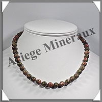UNAKITE - Collier - Perles 8 mm - 43 cm - M004
