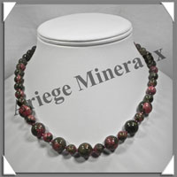 UNAKITE - Collier - Perles 8 et 12 mm en dgrad - 42 cm - M001