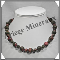 UNAKITE - Collier - Perles 8 et 12 mm en altern - 42 cm - M001