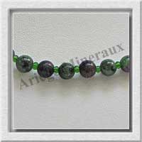 ZOIZITE RUBIS - Collier Perles 6 mm - 47 cm - M001