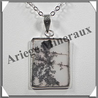 AGATE DENDRITIQUE - Pendentif Argent - Rectangle - 22x17 mm - W001