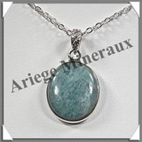 AIGUE MARINE - Pendentif Argent - Ovale - 20x15 mm - W002