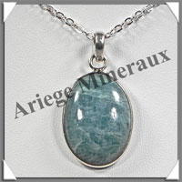 AIGUE MARINE - Pendentif Argent - Ovale - 25x18 mm - W003