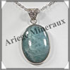 AIGUE MARINE - Pendentif Argent - Ovale - 35x20 mm - W004 Brsil