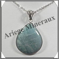 AIGUE MARINE - Pendentif Argent - Goutte - 38x30 mm - W006