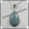 AIGUE MARINE - Pendentif Argent - Goutte - 45x27 mm - W007 Brsil