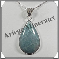 AIGUE MARINE - Pendentif Argent - Goutte - 45x27 mm - W007