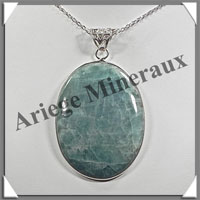 AIGUE MARINE - Pendentif Argent - Ovale - 62x48 mm - W009