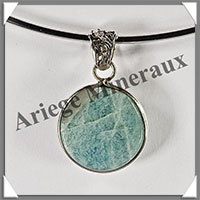 AIGUE MARINE - Pendentif Argent - Rond - Diamtre : 25 mm - W010