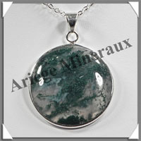 AGATE MOUSSE - Pendentif Argent - Rond - Diamtre : 35 mm - W001