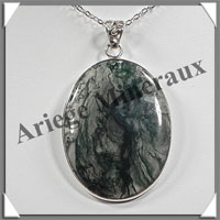 AGATE MOUSSE - Pendentif Argent - Ovale - 50x35 mm - W002