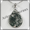 AGATE MOUSSE - Pendentif Argent - Goutte - 35x25 mm - W003 Inde