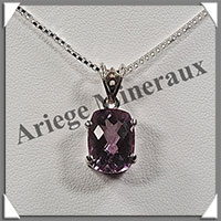 AMETHYSTE - Pendentif Argent - Facet (Rectangle) - 12x10 mm - W010