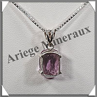 AMETHYSTE - Pendentif Argent - Facet (Rectangle) - 12x10 mm - W010