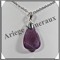 AMETHYSTE - Pendentif Argent - Goutte - 30x16 mm - W011