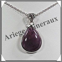 AMETHYSTE - Pendentif Argent - Goutte - 30x20 mm - W013