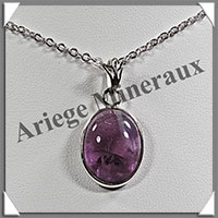AMETHYSTE - Pendentif Argent - Ovale - 23x15 mm - W015