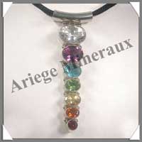 ARGENT - Pendentif Chakras - 7 Minraux Facets Dgrads - C30803