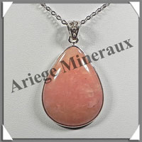 AVENTURINE PECHE - Pendentif Argent - Goutte - 40x28 mm - W001