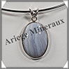 CALCEDOINE BLEUE - Pendentif Argent - Ovale - 33x29 mm - W001 Namibie