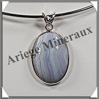 CALCEDOINE BLEUE - Pendentif Argent - Ovale - 33x29 mm - W001