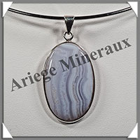 CALCEDOINE BLEUE - Pendentif Argent - Ovale - 40x25 mm - W002
