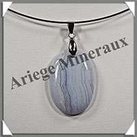 CALCEDOINE BLEUE - Pendentif - Ovale - 35x22 mm - W004