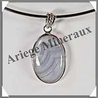 CALCEDOINE BLEUE - Pendentif Argent - Ovale - 30x20 mm - W005