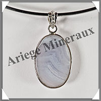 CALCEDOINE BLEUE - Pendentif Argent - Ovale - 30x20 mm - W005