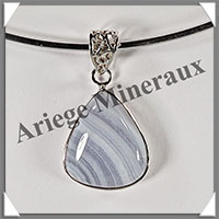 CALCEDOINE BLEUE - Pendentif Argent - Goutte - 25x25 mm - W006