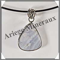 CALCEDOINE BLEUE - Pendentif Argent - Goutte - 25x25 mm - W006
