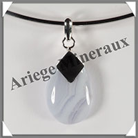 CALCEDOINE BLEUE - Pendentif Argent - Ovale - 30x18 mm - W007