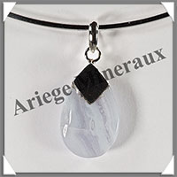 CALCEDOINE BLEUE - Pendentif Argent - Ovale - 30x18 mm - W007