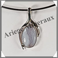 CALCEDOINE BLEUE - Pendentif Argent - Ovale - 35x20 mm - W008