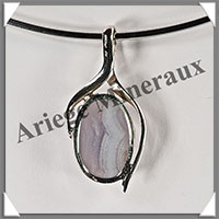 CALCEDOINE BLEUE - Pendentif Argent - Ovale - 35x20 mm - W008