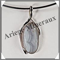 CALCEDOINE BLEUE - Pendentif Argent - Ovale - 45x20 mm - W010