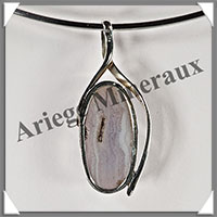 CALCEDOINE BLEUE - Pendentif Argent - Ovale - 45x20 mm - W010