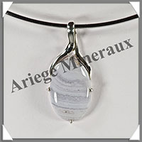 CALCEDOINE BLEUE - Pendentif Argent - Ovale - 43x20 mm - W011