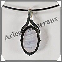CALCEDOINE BLEUE - Pendentif Argent - Ovale - 43x20 mm - W011