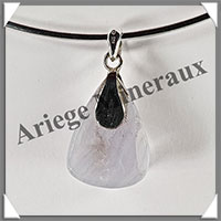CALCEDOINE BLEUE - Pendentif Argent - Goutte + Pridot - 30x20 mm - W012