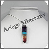 MELANGE de Minraux - Pendentif Chakras - 7 Minraux - Montage en Oblisque - V000