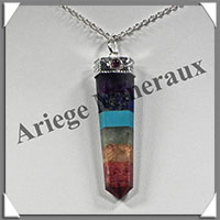 MELANGE de Minraux - Pendentif Chakras - 7 Minraux - Montage en Oblisque - V000