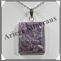 CHAROITE - Pendentif Argent - Rectangle - 30x23 mm - W001