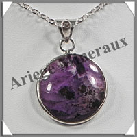 CHAROITE - Pendentif Argent - Rond - Diamtre : 25 mm - W002
