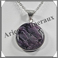 CHAROITE - Pendentif Argent - Rond - Diamtre : 25 mm - W008