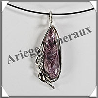 CHAROITE - Pendentif Argent - Free Form - 35x10 mm - W014